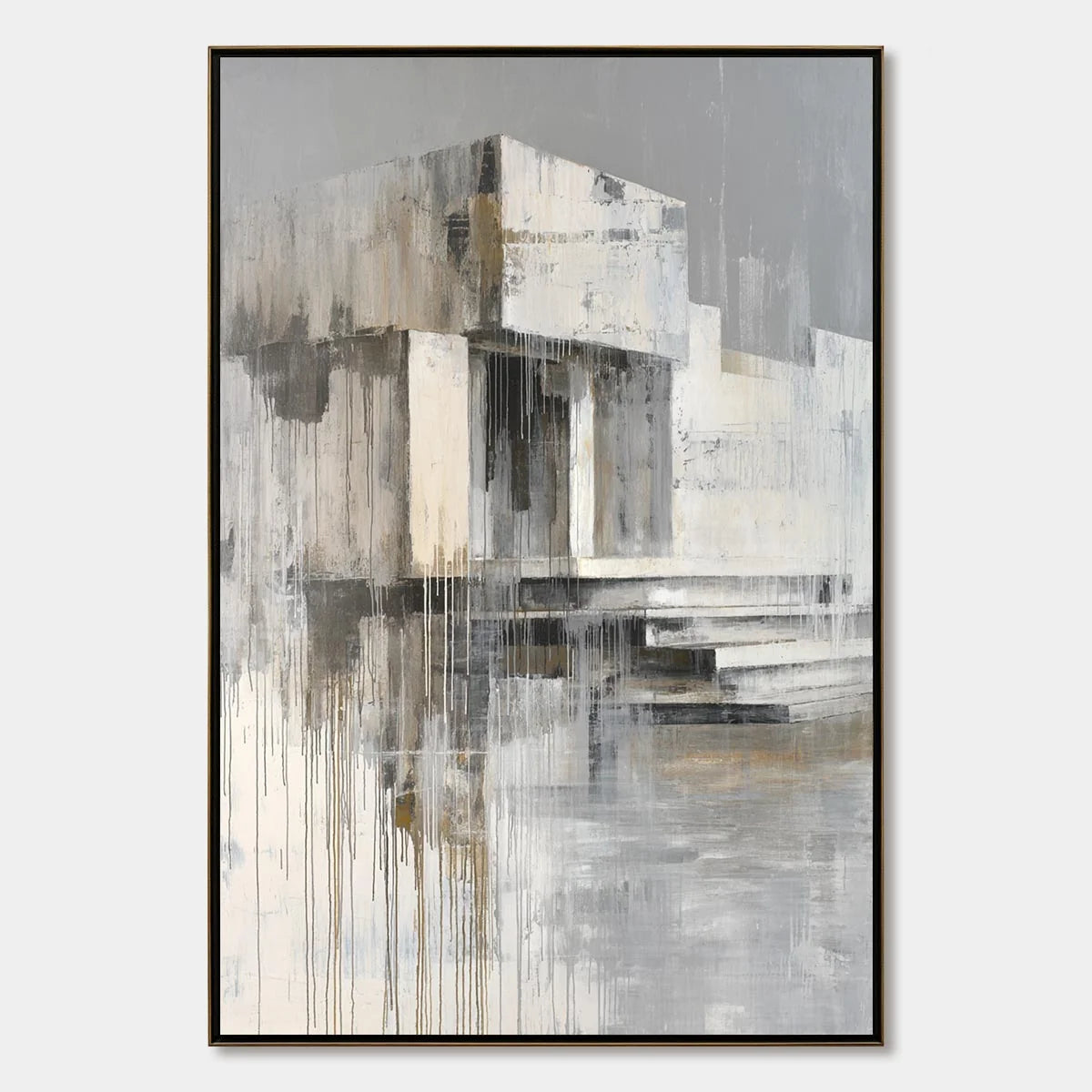 SANCTUARY: Abstract Architectural Painting | hanging in living room, Abstract wall art