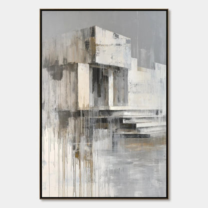 SANCTUARY: Abstract Architectural Painting | hanging in living room, Abstract wall art