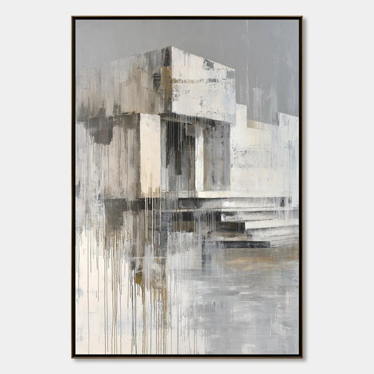 SANCTUARY: Abstract Architectural Painting | hanging in living room, Abstract wall art