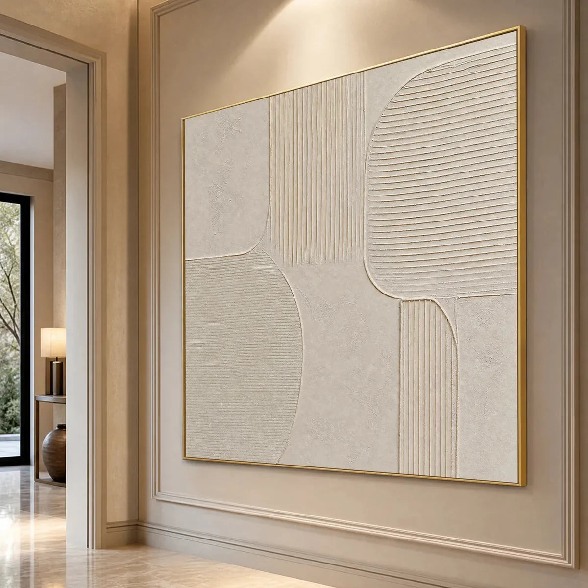 SANCTUARY: Large Square Textured Wabi Sabi Abstract Painting | rolled canvas, ready for custom framing