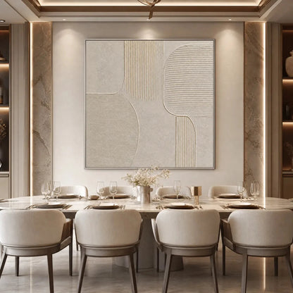SANCTUARY: Large Square Textured Wabi Sabi Abstract Painting | black frame version on white wall