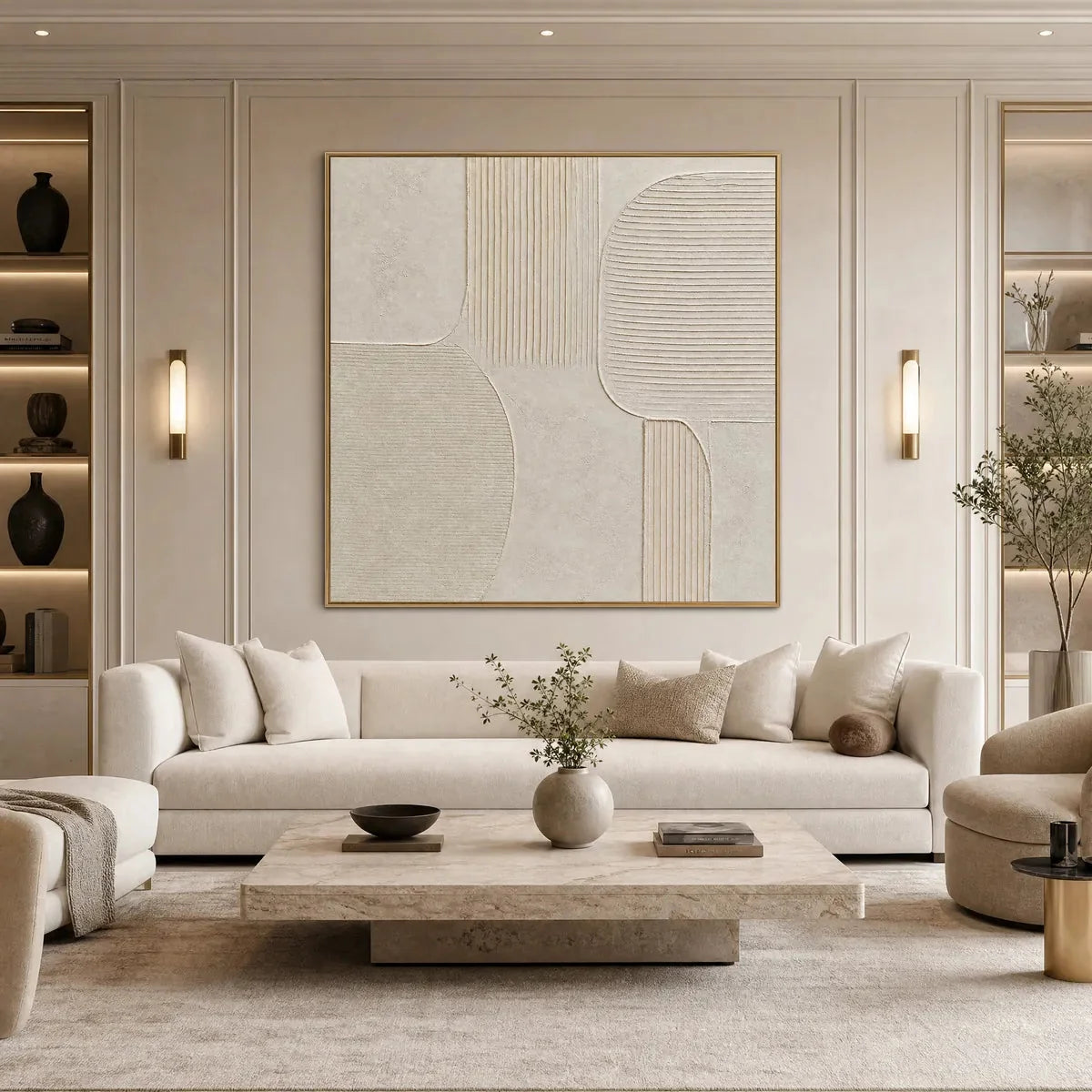 SANCTUARY: Large Square Textured Wabi Sabi Abstract Painting | Abstract mood, soft natural light studio shot