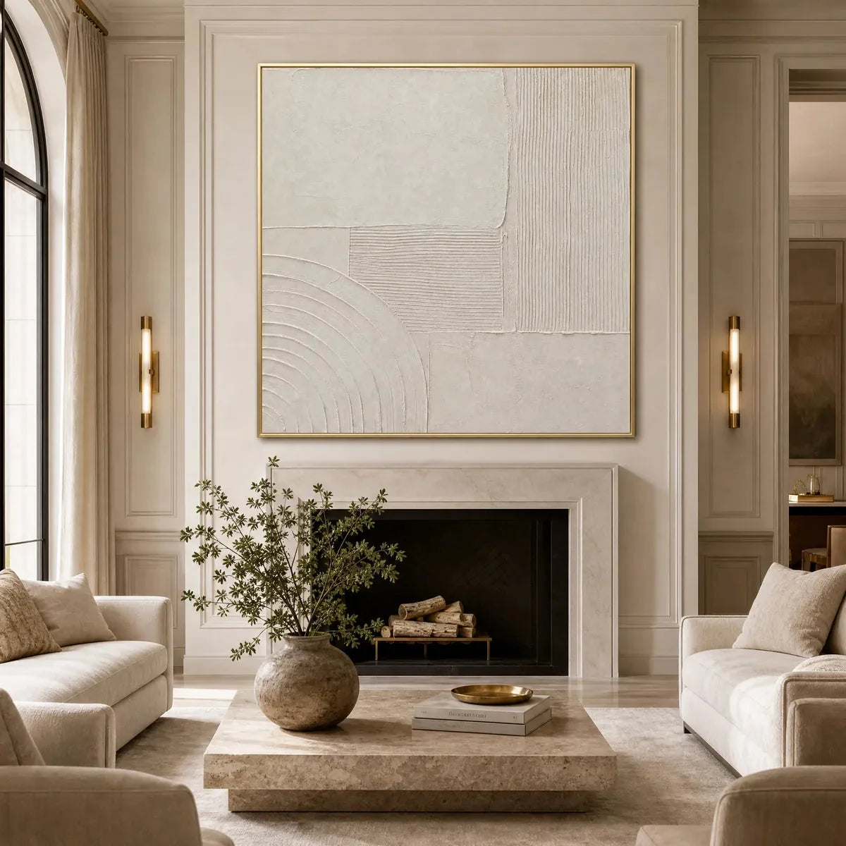 SANCTUARY: Textured Wabi Sabi Minimalist Abstract Painting | Minimalist mood, soft natural light studio shot