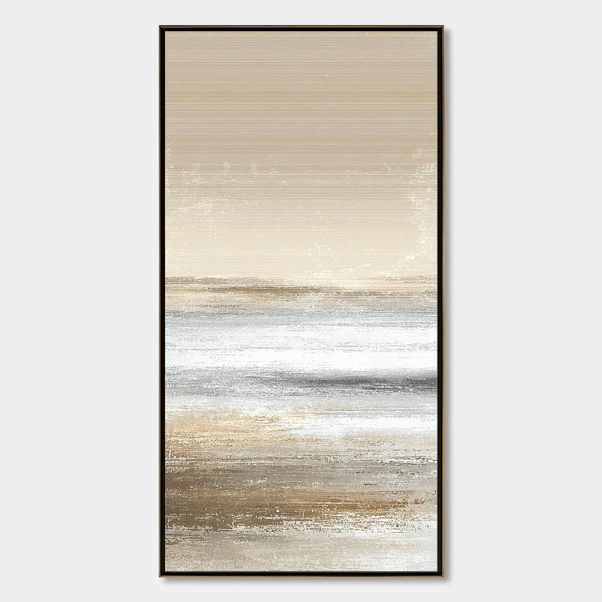 SANDSTONE SERENITY: Minimalist Textured Abstract Seascape Painting | hanging in living room, Minimalist wall art