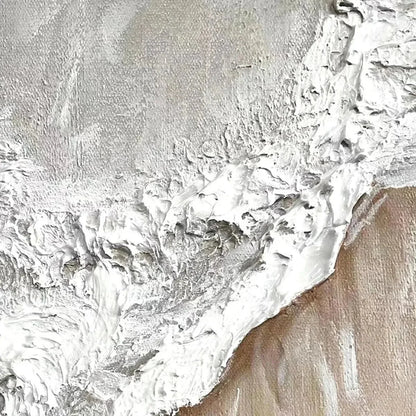 SANDY WHISPERS: Minimalist Beach Waves Painting, Horizontal Wall Art | rectangular format, hand-painted canvas edge
