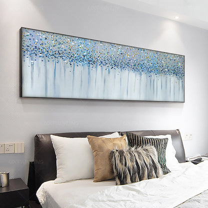 Schilderij Blue Gold Blossom: abstracte bloemencanvas met textuur #2