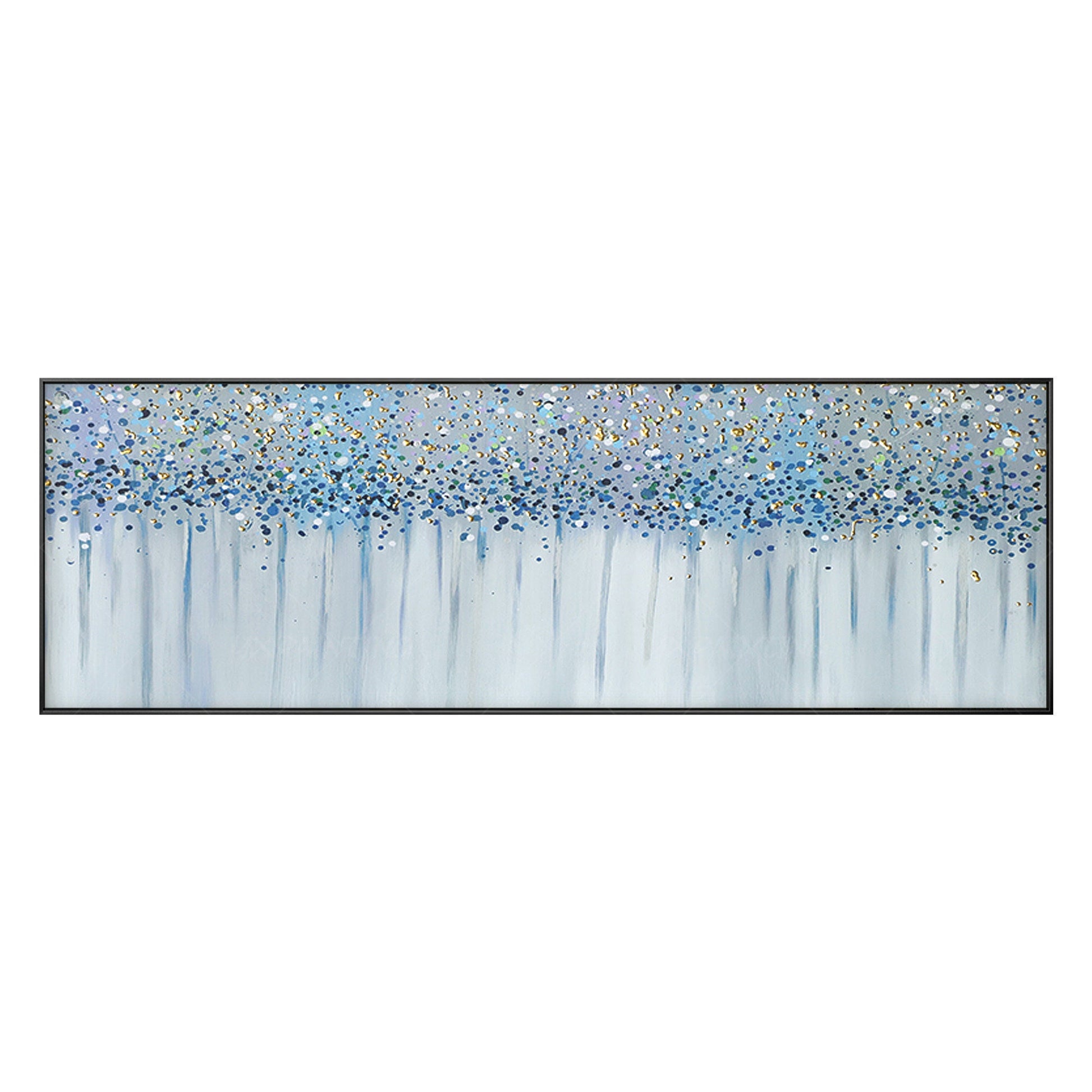 Schilderij Blue Gold Blossom: abstracte bloemencanvas met textuur #18