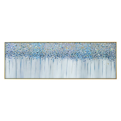 Schilderij Blue Gold Blossom: abstracte bloemencanvas met textuur #7
