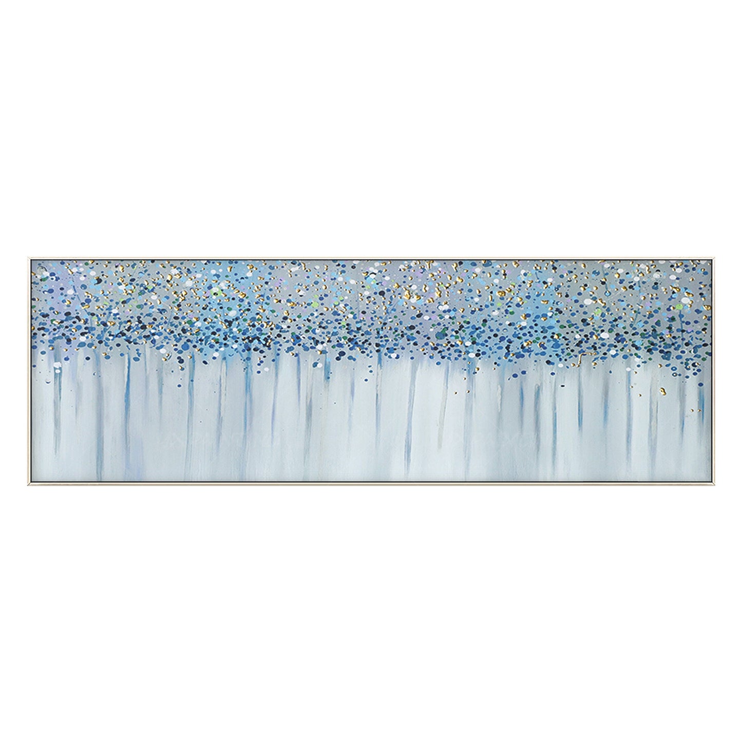 Schilderij Blue Gold Blossom: abstracte bloemencanvas met textuur #8