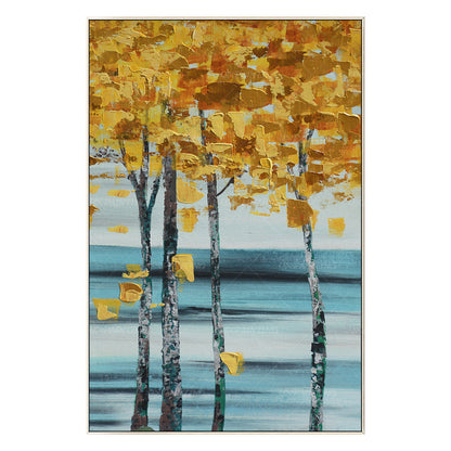 Schilderij met bladgoudboom: abstracte acrylmeskunst op canvas #7