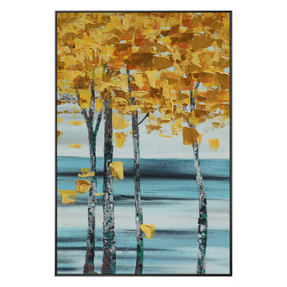 Schilderij met bladgoudboom: abstracte acrylmeskunst op canvas #8