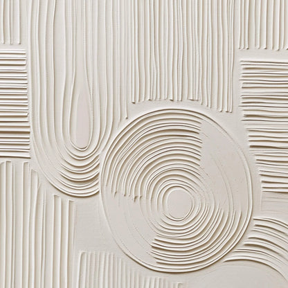 SCULPTED SERENITY: Textured Beige Minimalist Wabi Sabi Wall Art | rectangular format, hand-painted canvas edge