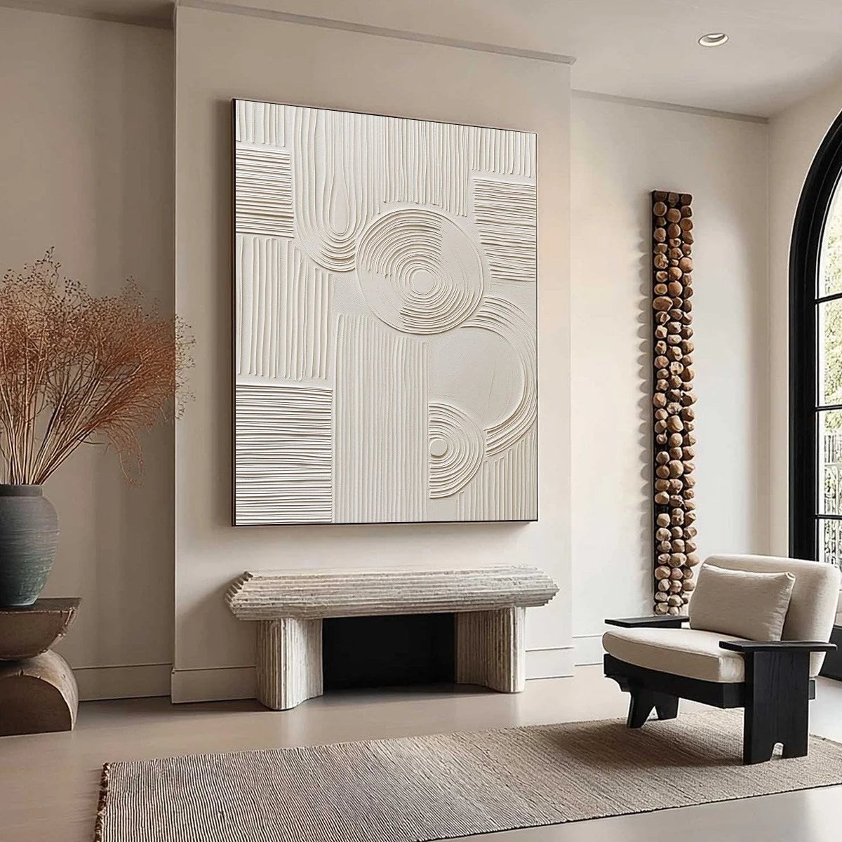 SCULPTED SERENITY: Textured Beige Minimalist Wabi Sabi Wall Art | beige palette, original oil on stretched canvas art
