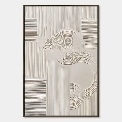 SCULPTED SERENITY: Textured Beige Minimalist Wabi Sabi Wall Art | hanging in living room, Minimalist wall art