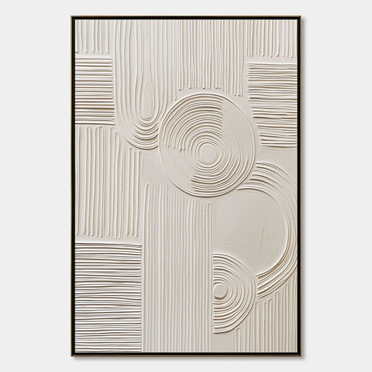 SCULPTED SERENITY: Textured Beige Minimalist Wabi Sabi Wall Art | hanging in living room, Minimalist wall art