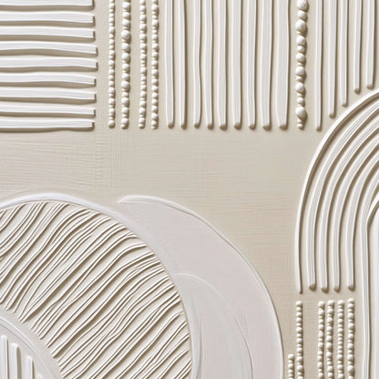 SCULPTED SERENITY: Textured Minimalist Abstract Wall Art | rectangular format, hand-painted canvas edge