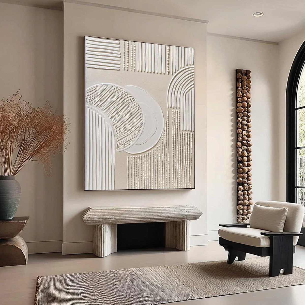 SCULPTED SERENITY: Textured Minimalist Abstract Wall Art | multi-color palette, original oil on stretched canvas art