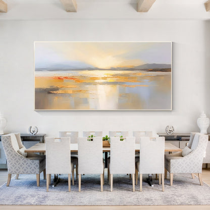 Seascape Sunrise Original Painting on Canvas, Earth Tone Ocean Textured Painting #5