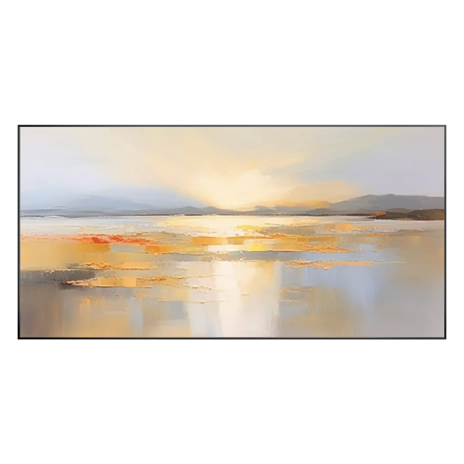 Seascape Sunrise Original Painting on Canvas, Earth Tone Ocean Textured Painting #9