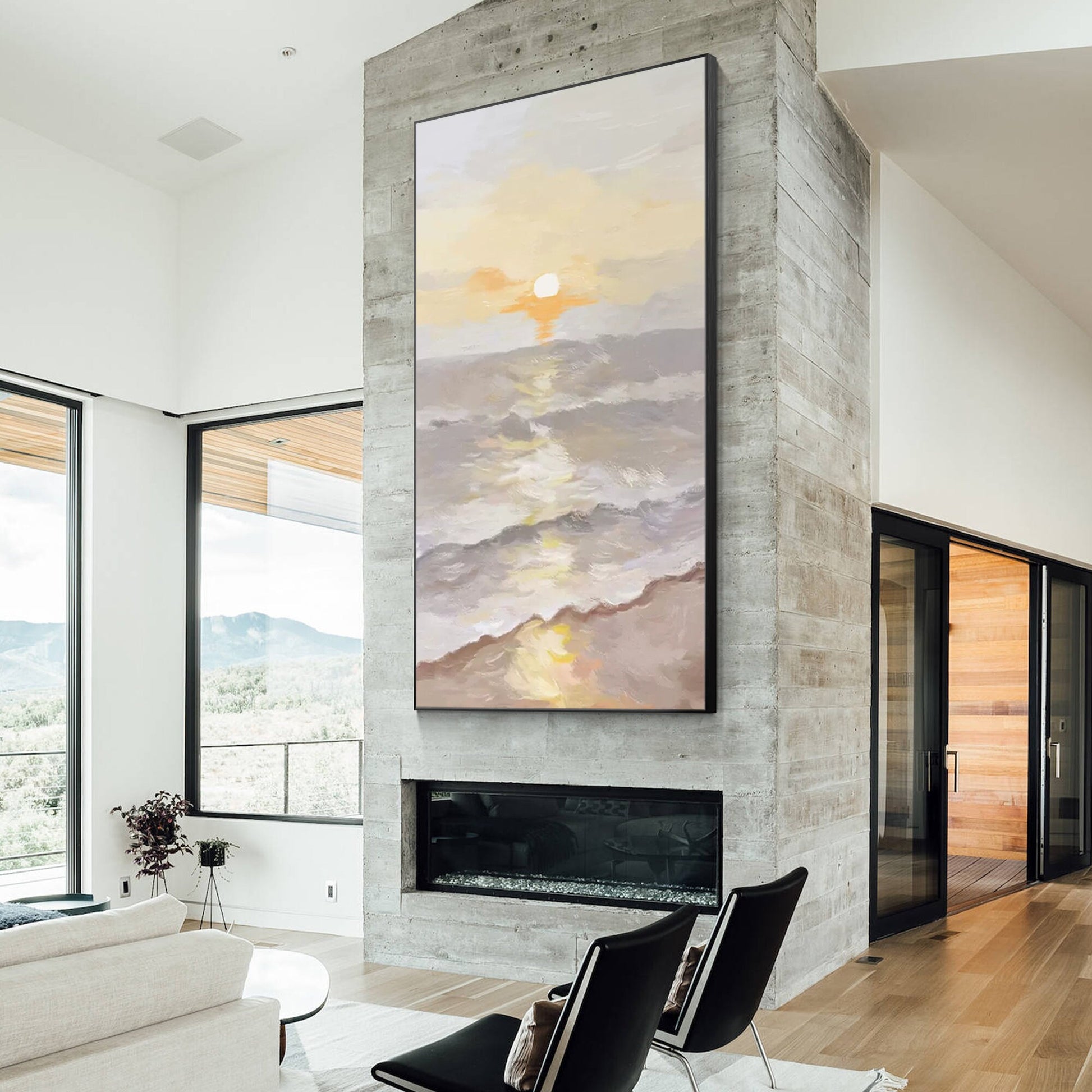 Seascape Sunrise Painting on Canvas: Beach Coastal Wall Art #2