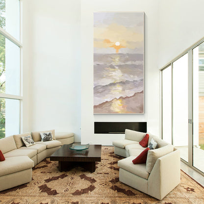 Seascape Sunrise Painting on Canvas: Beach Coastal Wall Art #3