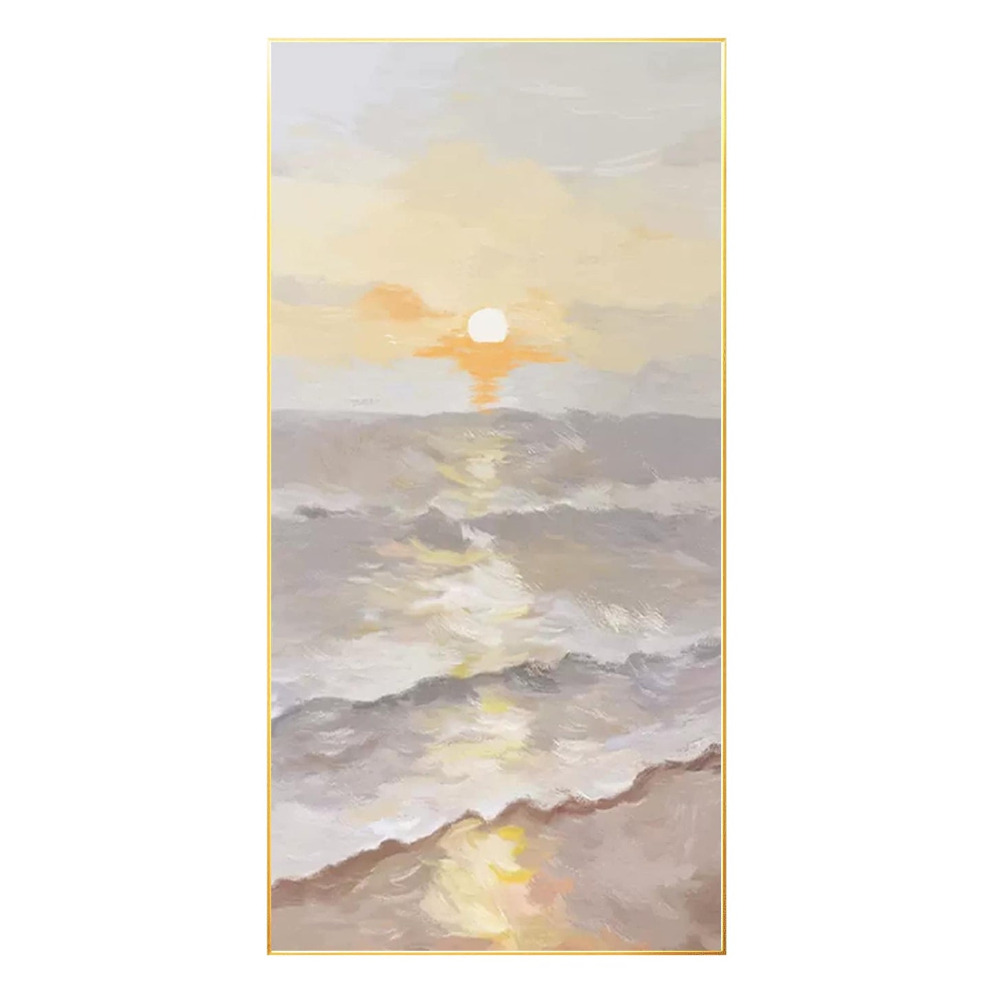 Seascape Sunrise Painting on Canvas: Beach Coastal Wall Art #8