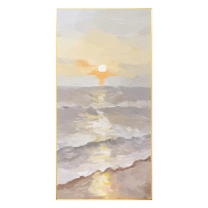 Seascape Sunrise Painting on Canvas: Beach Coastal Wall Art #8