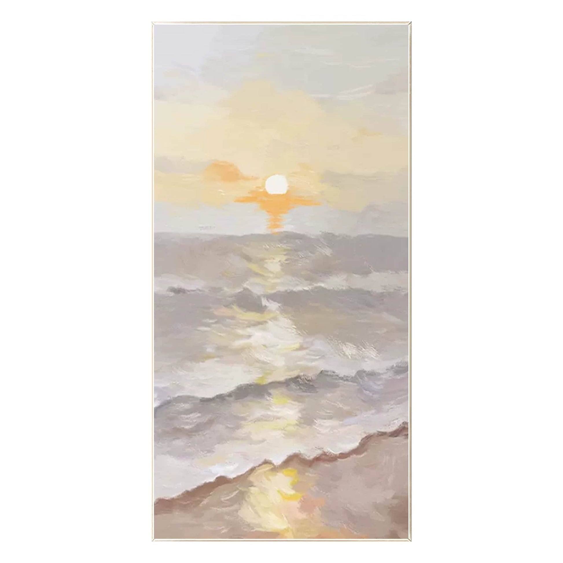 Seascape Sunrise Painting on Canvas: Beach Coastal Wall Art #9