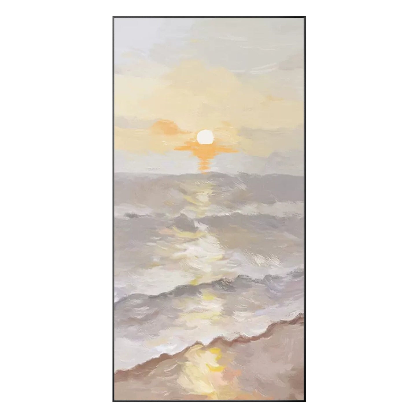 Seascape Sunrise Painting on Canvas: Beach Coastal Wall Art #10