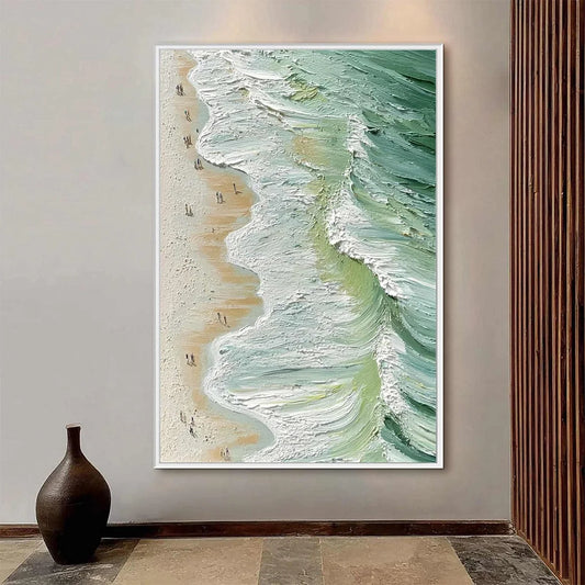 SEASHORE SERENADE: Textured Impasto Beach Oil Painting