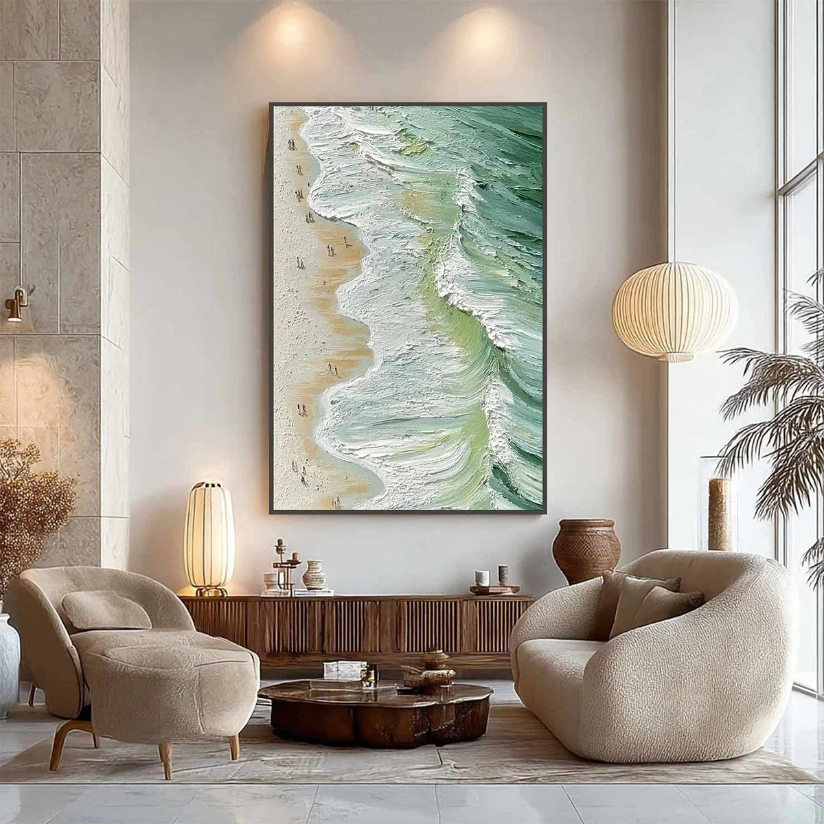 SEASHORE SERENADE: Textured Impasto Beach Oil Painting | rolled canvas, ready for custom framing