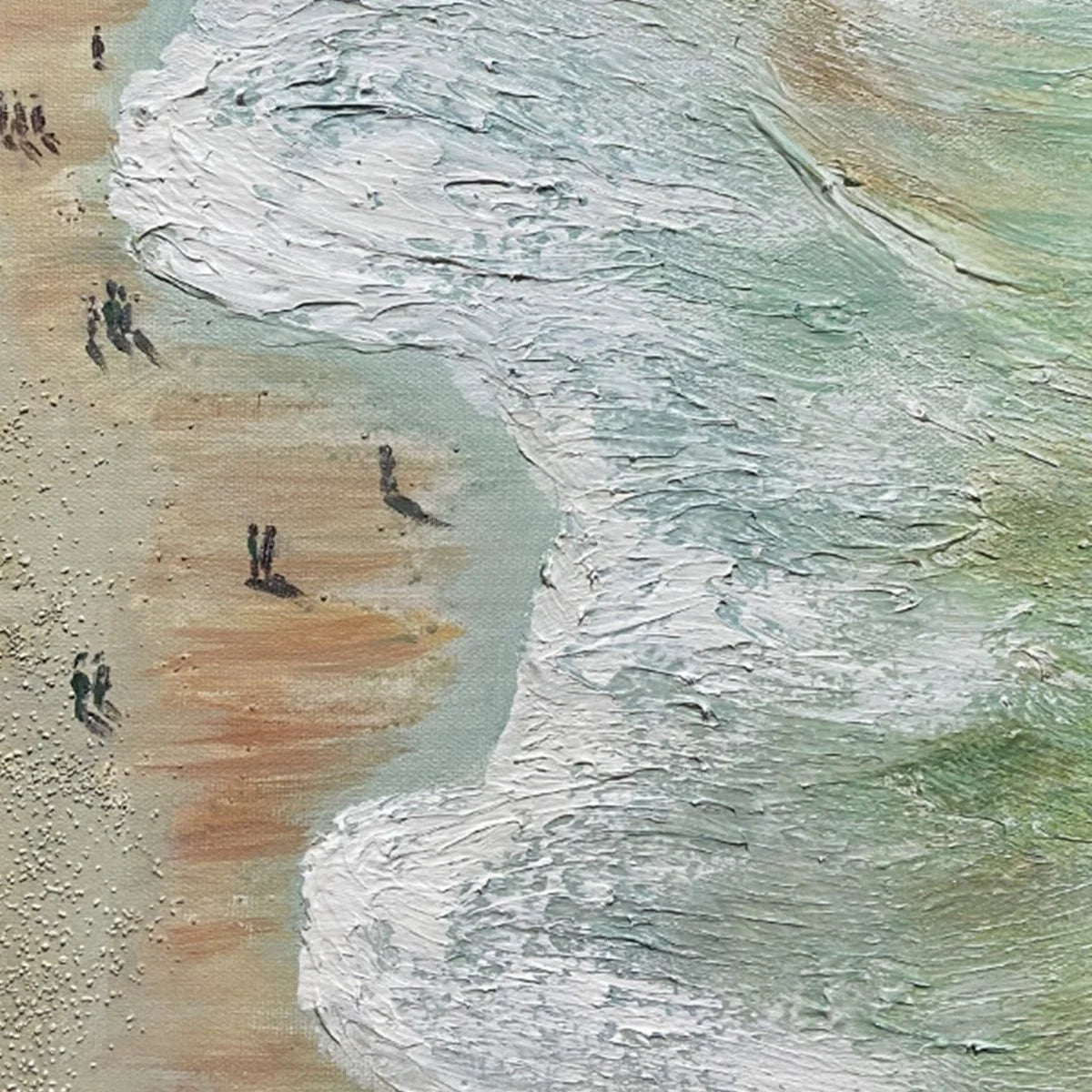 SEASHORE SERENADE: Textured Impasto Beach Oil Painting | black frame version on white wall