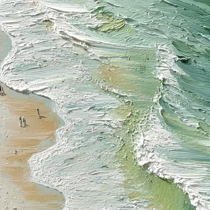 SEASHORE SERENADE: Textured Impasto Beach Oil Painting | Abstract mood, soft natural light studio shot