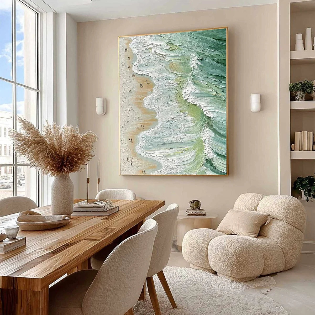SEASHORE SERENADE: Textured Impasto Beach Oil Painting | multi-color palette, original oil on stretched canvas art