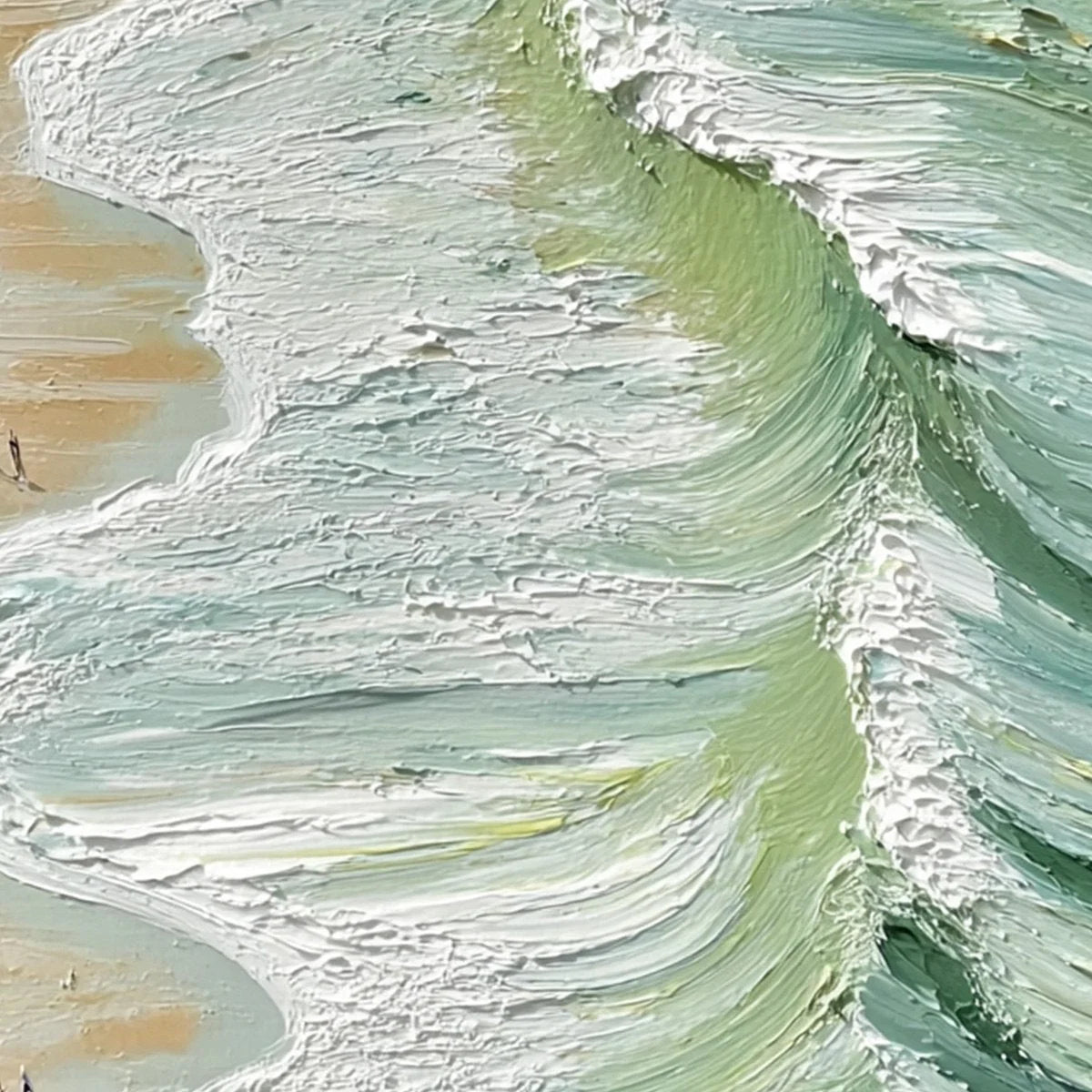 SEASHORE SERENADE: Textured Impasto Beach Oil Painting | texture detail, palette knife marks visible