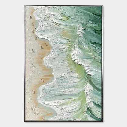 SEASHORE SERENADE: Textured Impasto Beach Oil Painting | hanging in living room, Abstract wall art
