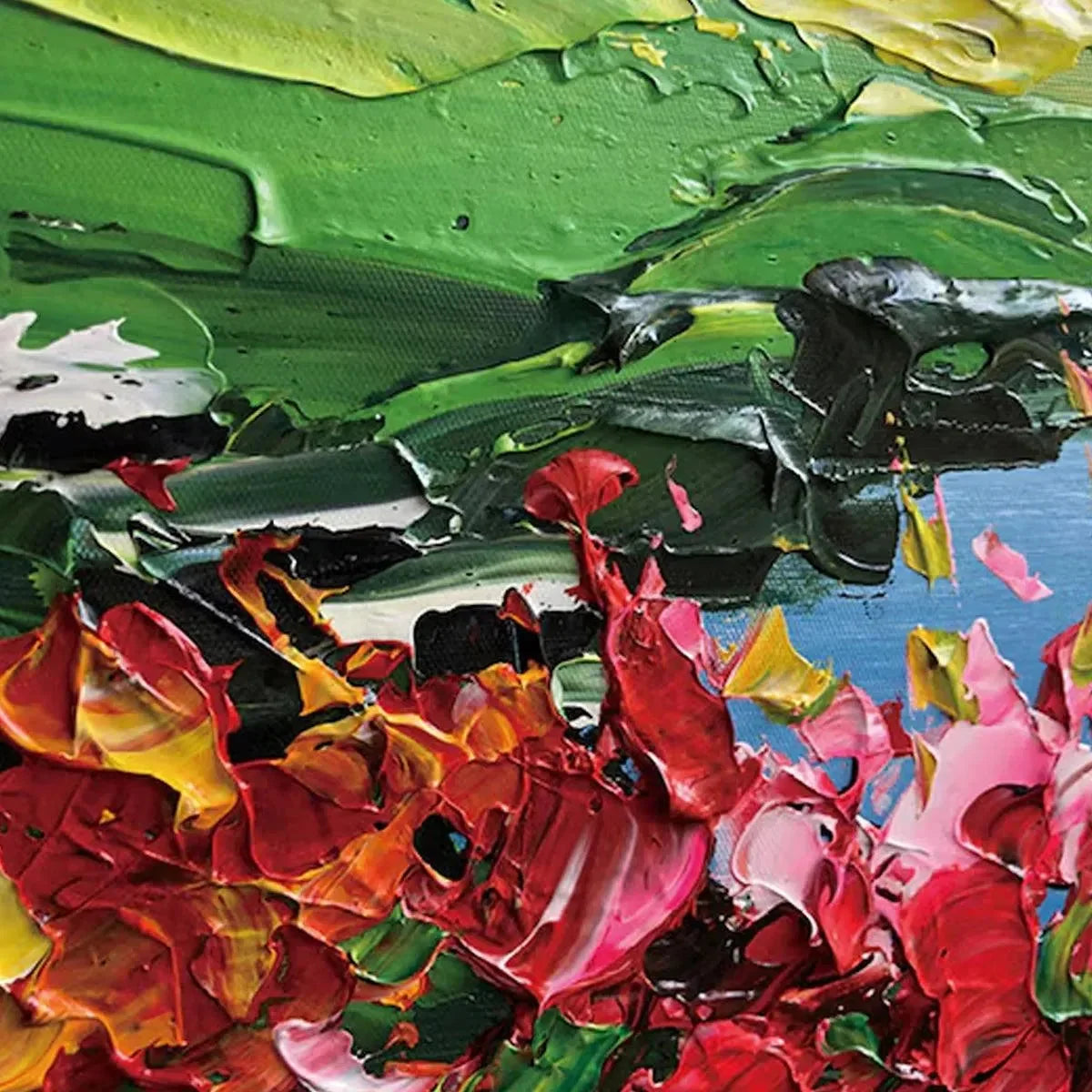SEASIDE CHARM: Impressionist Coastal Landscape Painting | Landscape closeup, raised brushwork detail