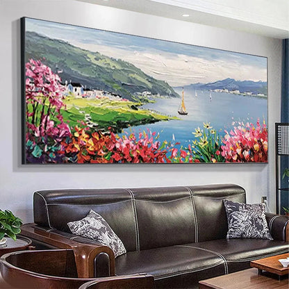 SEASIDE CHARM: Impressionist Coastal Landscape Painting | Landscape mood, soft natural light studio shot