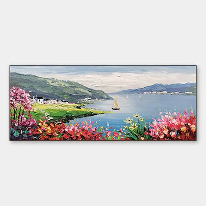 SEASIDE CHARM: Impressionist Coastal Landscape Painting | hanging in living room, Landscape wall art