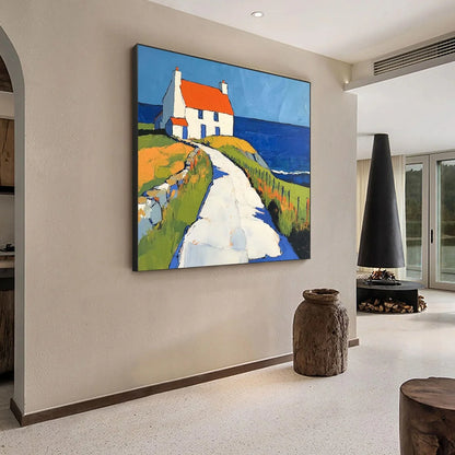 SEASIDE COTTAGE: Impasto Coastal Landscape Oil Painting | Landscape mood, soft natural light studio shot