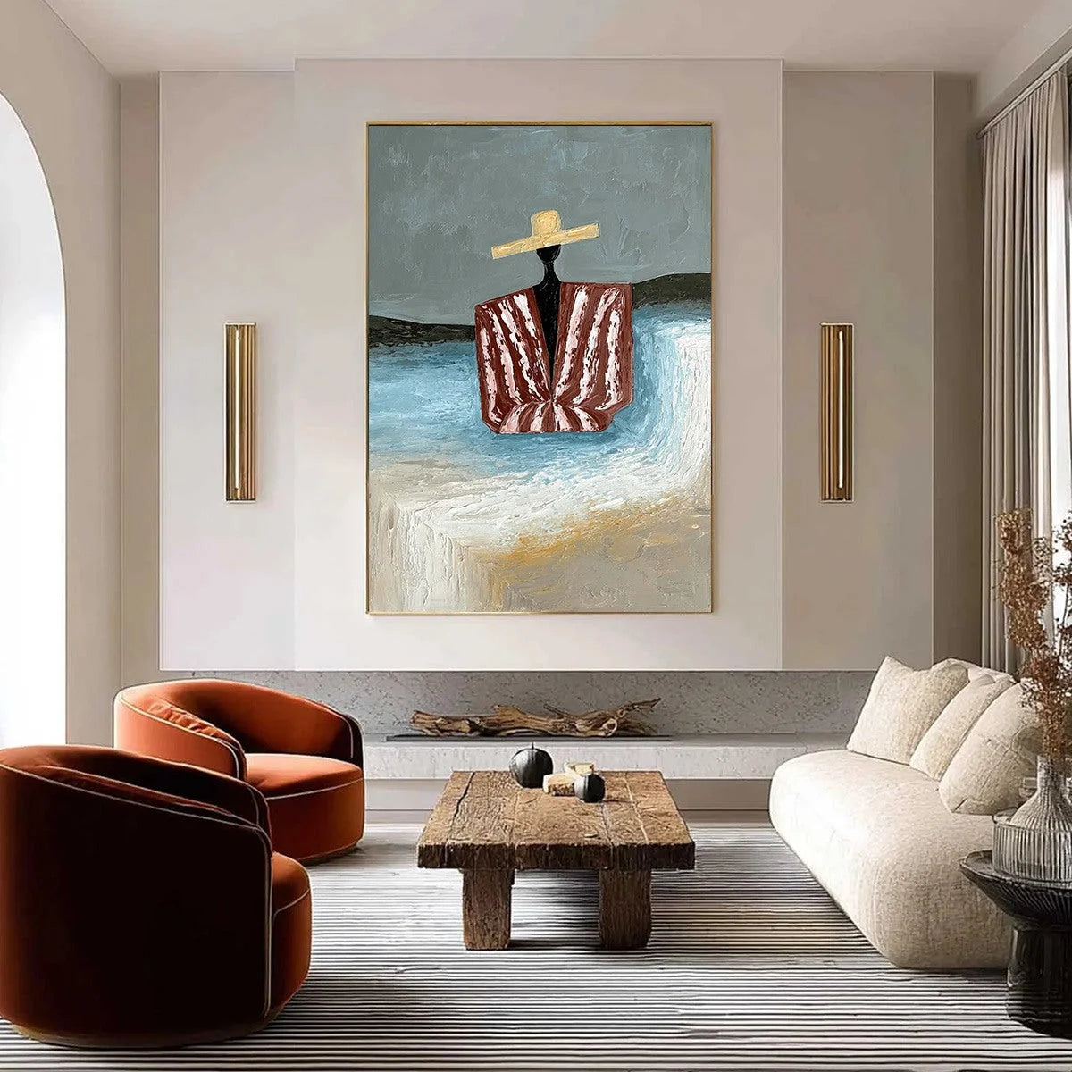 SEASIDE REVERIE: Textured Abstract Figurative Painting by the Sea | Figurative closeup, raised brushwork detail