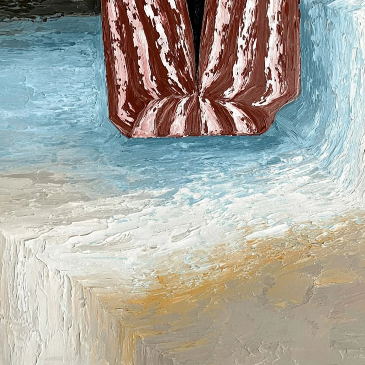 SEASIDE REVERIE: Textured Abstract Figurative Painting by the Sea | rolled canvas, ready for custom framing