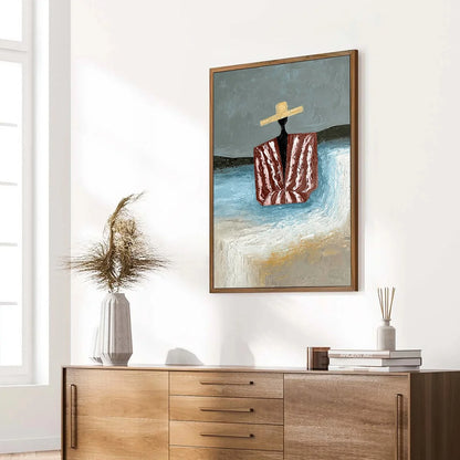 SEASIDE REVERIE: Textured Abstract Figurative Painting by the Sea | multi-color palette, original oil on stretched canvas art