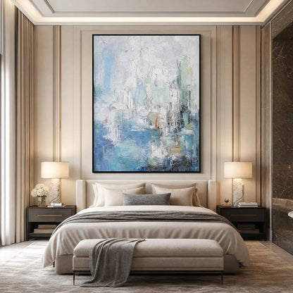 SEASIDE REVERIE: Textured Abstract Painting of a Coastal City | Abstract closeup, raised brushwork detail