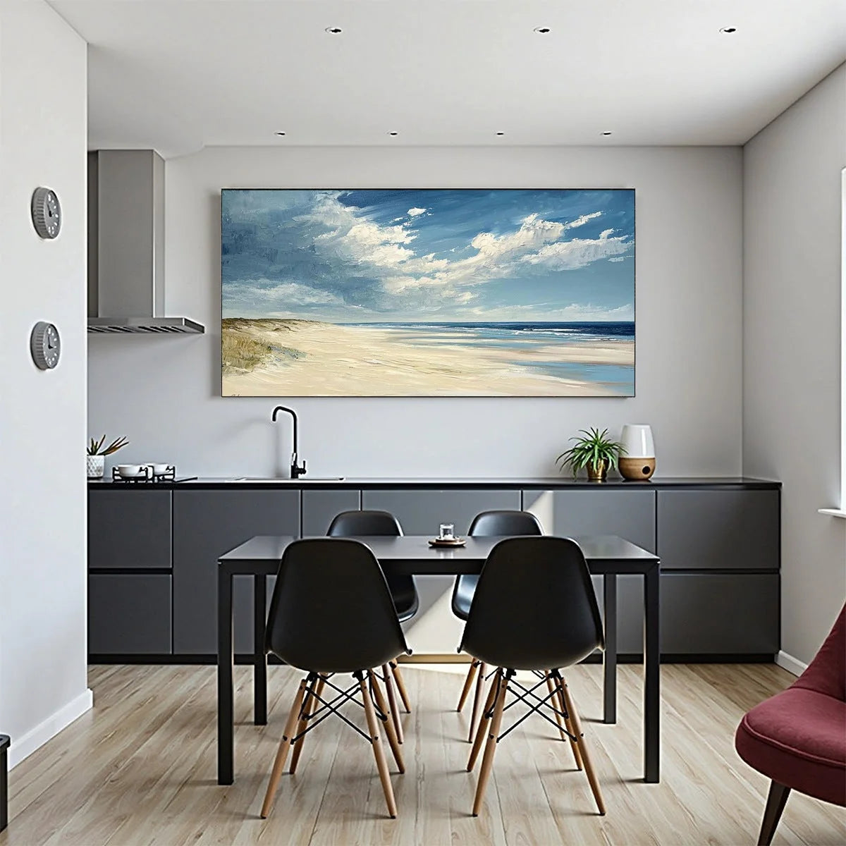 SEASIDE SERENITY: Textured Coastal Beach Oil Painting | rolled canvas, ready for custom framing