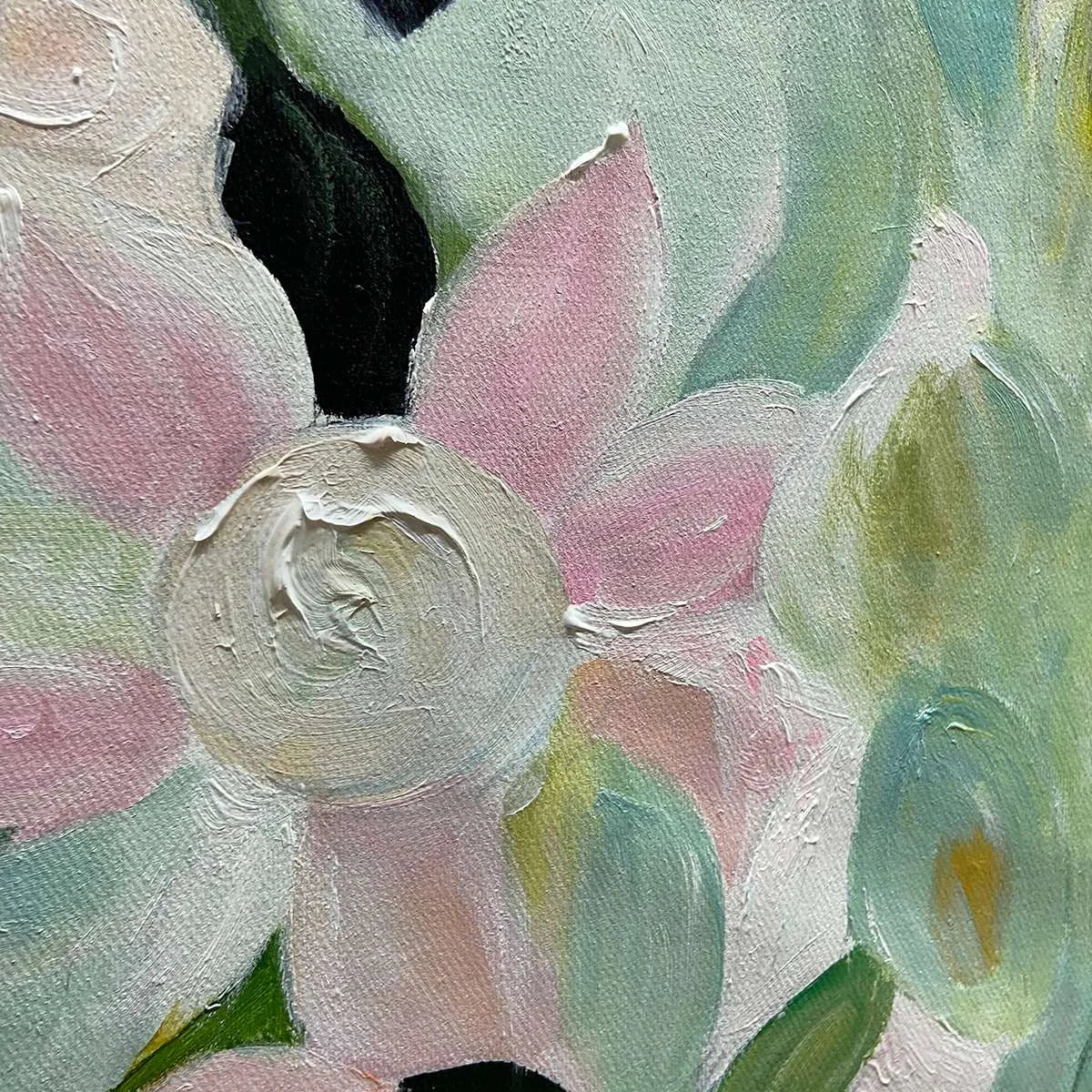 SECRET GARDEN: Dreamy Floral Oil Painting | rectangular format, hand-painted canvas edge