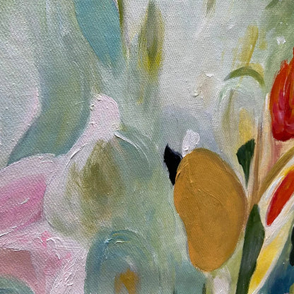 SECRET GARDEN: Dreamy Floral Oil Painting | rolled canvas, ready for custom framing