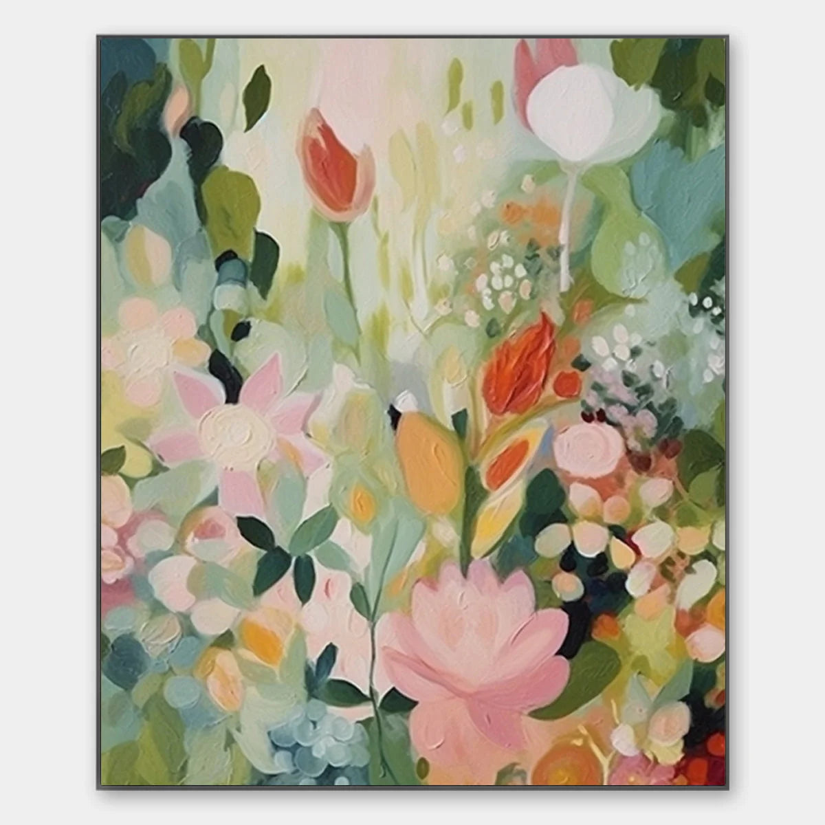 SECRET GARDEN: Dreamy Floral Oil Painting | hanging in living room, Abstract wall art
