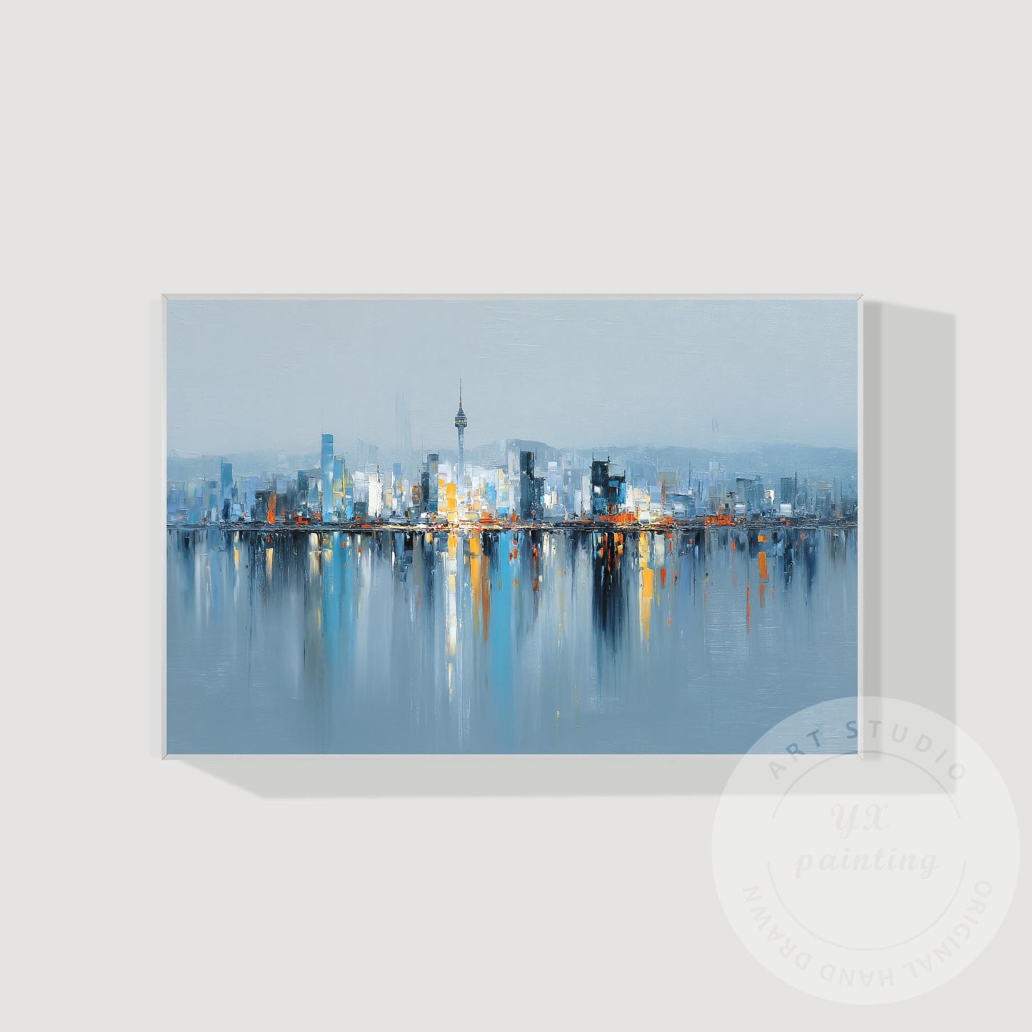 Seoul Cityscape Art, Extra Large Horizontal Abstract Painting, Modern Oversized  #10