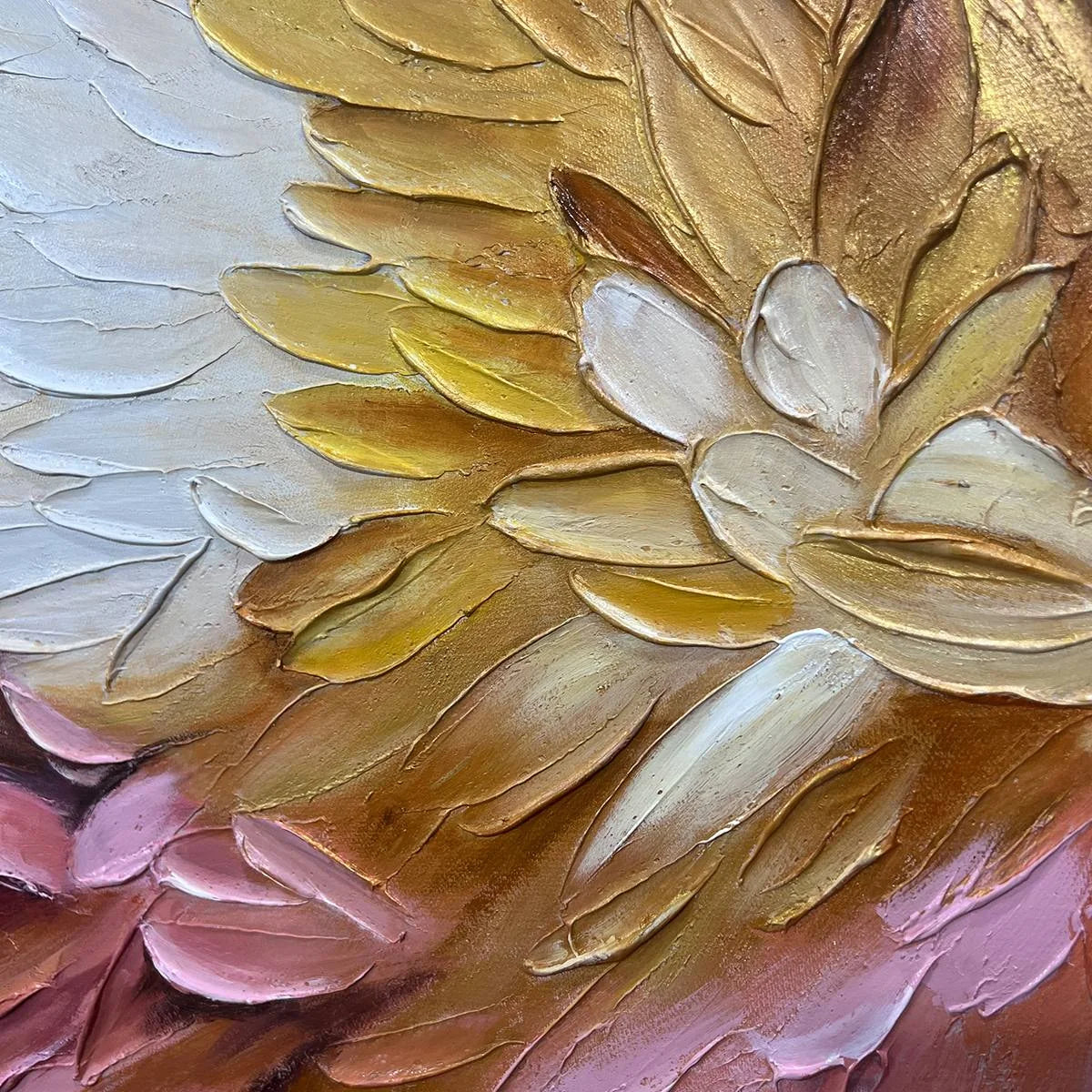 SERAPH'S GRACE: Angelic Wings Impasto Oil Painting | rolled canvas, ready for custom framing